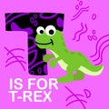 Cute children zoo alphabet T letter of T-Rex for kids Royalty Free Stock Photo