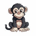Cute Chimp Sitting Down - Vector Illustration By Luca Giordano Style