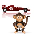 Cute chimpanzee formula driver sport little monkey