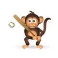 Cute chimpanzee holding baseball bat sport little monkey eps10 Royalty Free Stock Photo