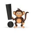 Cute chimpanzee little monkey and exclamation mark