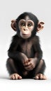 Cute chimpanzee sitting and looking at the camera isolated on white background Royalty Free Stock Photo