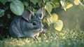 Cute Chinchilla Resting in Straw Bedding Adorable Small Rodent Pet Royalty Free Stock Photo
