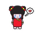 cute chinese girl character feel heartbreaking