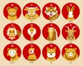 Cute Chinese horoscope zodiac set. Collection of animals sign , symbols of year. China New Year mascots Royalty Free Stock Photo