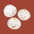 Cute Chinese steamed buns illustration Royalty Free Stock Photo