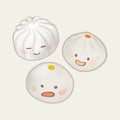 Cute Chinese steamed buns illustration Royalty Free Stock Photo