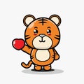 Cute Chinese Tiger Bring Love. Vector of cute tiger with love. Royalty Free Stock Photo