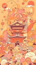 A cute Chinese wallpaper about relief, superstition, astrology, strengthening luck and destiny.