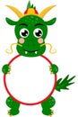 Cute chinese zodiac dragon with circle blank sign Royalty Free Stock Photo