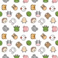 cute Chinese zodiac seamless pattern in filled outline icon style Royalty Free Stock Photo