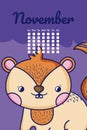 Cute chipmunk calendar cartoon