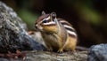 Cute chipmunk sitting on rock, eating grass in forest generated by AI Royalty Free Stock Photo