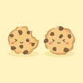Cute Choco Chip Cookies Vector Illustration Cartoon Character Icon
