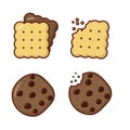 Cute choco chips and biscuits vector illustration isolated on white background Royalty Free Stock Photo