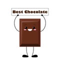 Cute chocolate bar character holding sign