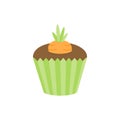 Cute chocolate carrot cupcake vector