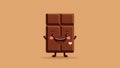 Cute chocolate chibi picture. Cartoon happy drawn characters