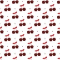 Cute chocolate covered cherry and dots vector seamless pattern background Royalty Free Stock Photo