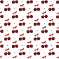 Cute chocolate covered cherry and dots vector seamless pattern background Royalty Free Stock Photo