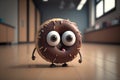 Cute chocolate donut with eyes. Generative AI