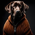 Cute chocolate labrador in a sweater Royalty Free Stock Photo