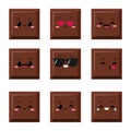 Cute chocolate piece characters with funny face