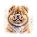 Cute chow chow dog isolated on white background. Watercolor illustration AI generated Generative AI Royalty Free Stock Photo