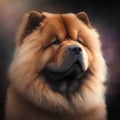 Cute chow chow dog on dark background, closeup