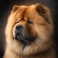 Cute chow chow dog portrait on a black background.