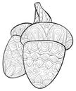 Adult coloring book,page a cute Christmas acorns image for rela