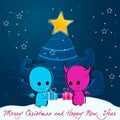 Cute Christmas angel and devil Royalty Free Stock Photo