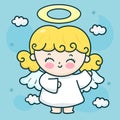 Cute Christmas angel fairy princess baby character. X mas card Royalty Free Stock Photo