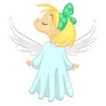 Cute Christmas angel girl send a kiss character. Vector cartoon illstration isolated Royalty Free Stock Photo