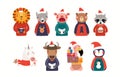 Cute Christmas animals set