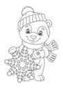 Christmas Bear and Snowflake Coloring Page Royalty Free Stock Photo