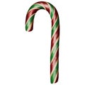 Cute Christmas caramel candy cane lollipop.Red green