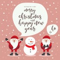 Cute Christmas cartoon with hand drawn christmas lettering