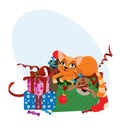 Cute Christmas cat illustration. Royalty Free Stock Photo