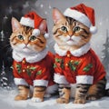 Cute christmas cats in santa outfits