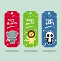 Cute christmas characters Set greeting cards Royalty Free Stock Photo