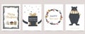 Cute Christmas Collection With Wreath,bear,gift Box.Vector Illustration For Poster,postcard,banner,cover
