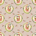 Cute Christmas cookie jars seamless pattern.