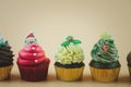 Cute Christmas cupcake. Delicious gift for xmas or new year