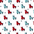 Cute Christmas Decoration Abstract Winter Deer Vector Seamless Pattern Royalty Free Stock Photo