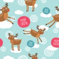 Cute Christmas deer seamless pattern