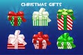 Cute Christmas different gifts, Creative packaging.Vector Pack.