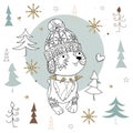Cute christmas dog zen art doodle