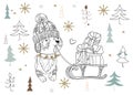 Cute christmas dog zen art doodle