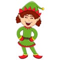 Cute christmas elf girl - cartoon